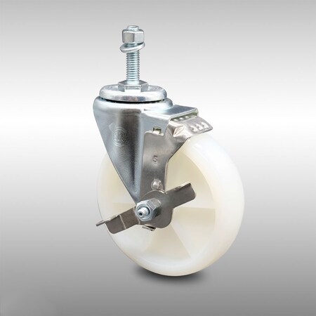 Service Caster 5 Inch SS Nylon Wheel Swivel 10mm Threaded Stem Caster with Brake SCC SCC-SSTS20S514-NYS-TLB-M1015